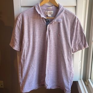 Penguin pink/blue striped polo XL